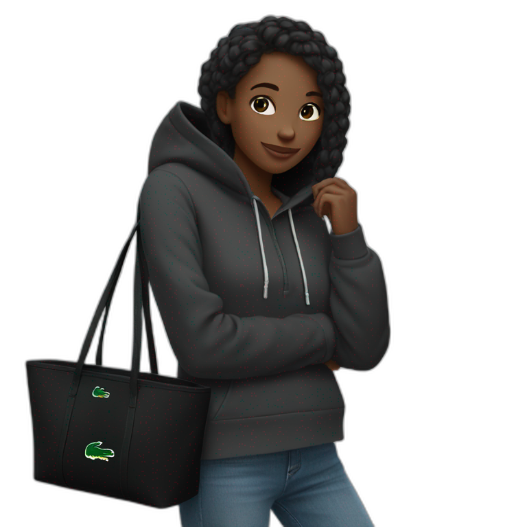 Lacoste bag black girl with black lacoste hoodie emoji