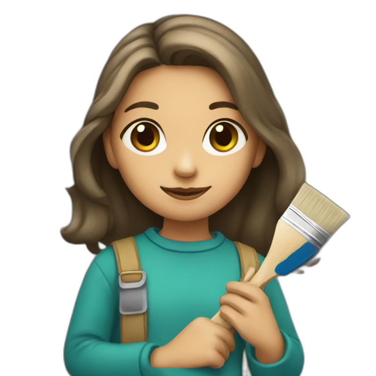 Girl holding paint and paintbrush emoji