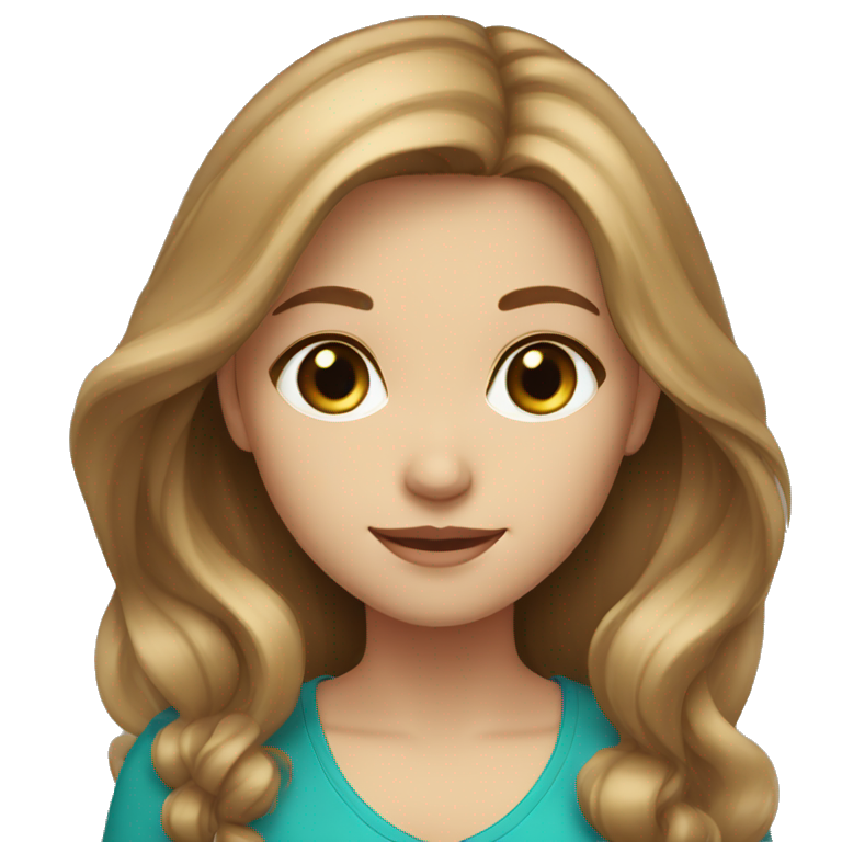 girl with long light brown hair, fair skin, blue-green eyes emoji