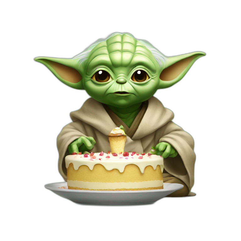 Yoda eating a cake emoji