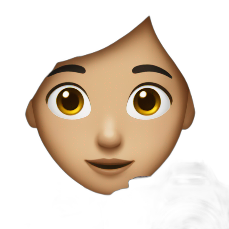 Girl with dark hair and camera emoji