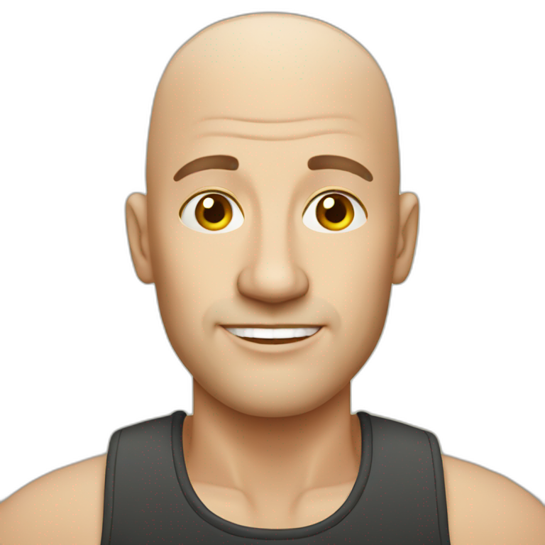 Bald man with iphone emoji