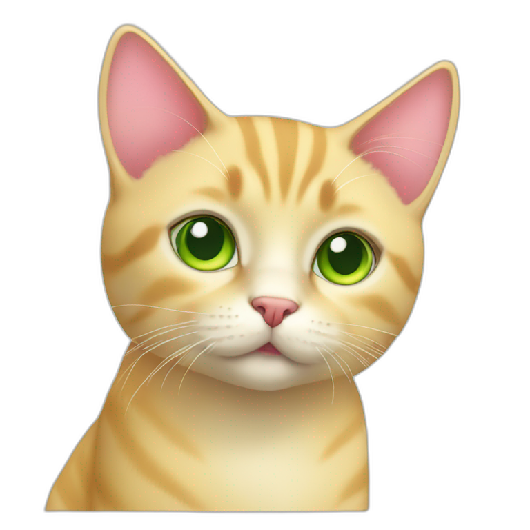 cute yellow shorthair cat with green eyes and pink nose emoji