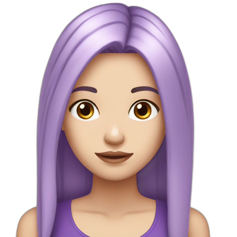 White girl with purple long hair boring ￼ emoji