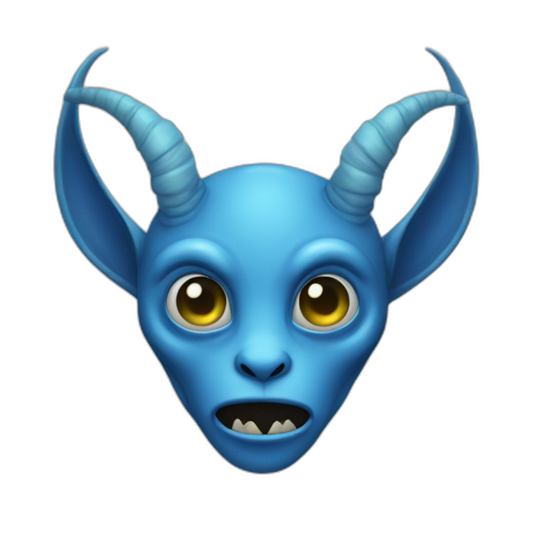 blue alien with horns emoji
