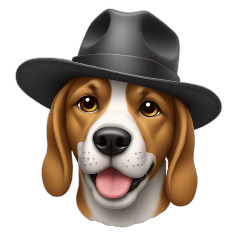 dog wearing hat and smoking emoji