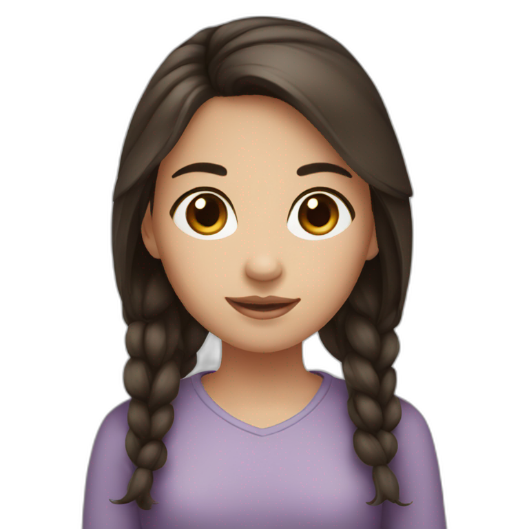 girl with dark brown hair, brown eye emoji