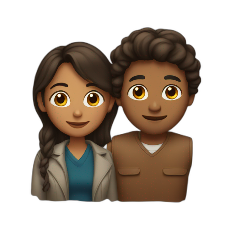 Brown Man and brown woman in love  emoji