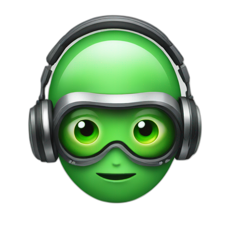 Dj alien with green eyes emoji