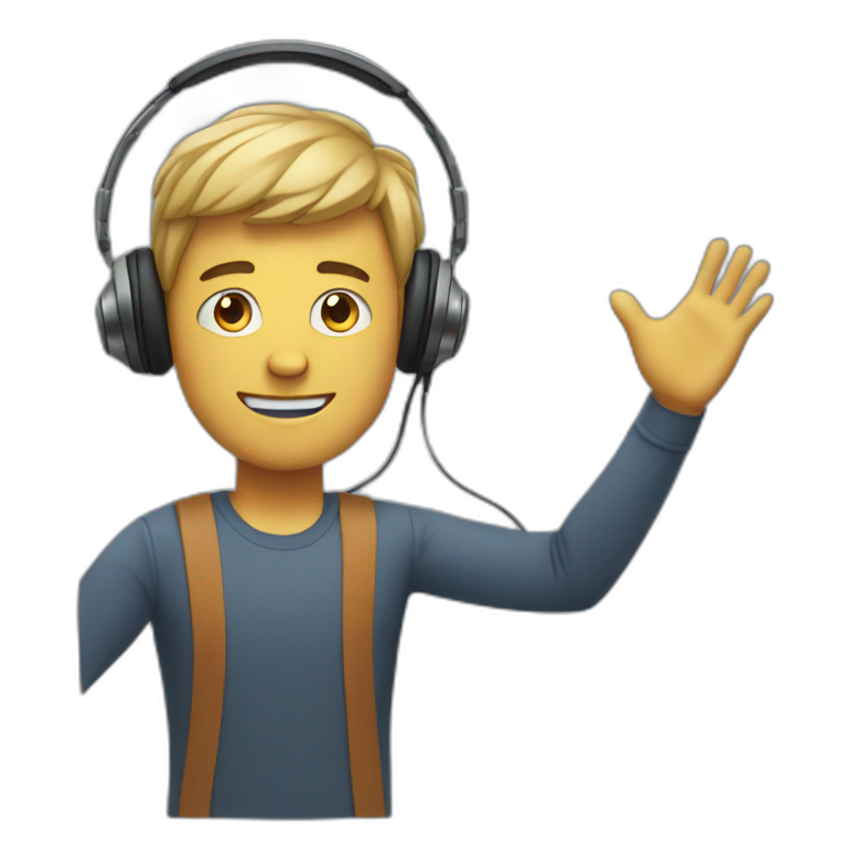 man with headphones on and arms out  emoji