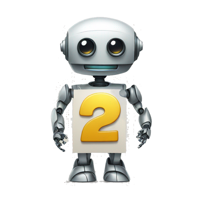 ROBOT HOLDING A SIGN WRITTEN NUMBER TWO emoji