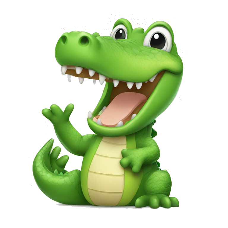 Cute crocodile with peace hand emoji