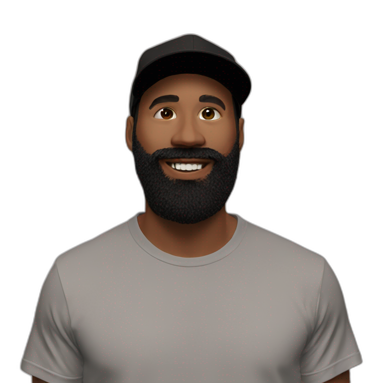man face brown beard black black stl baseball hat emoji