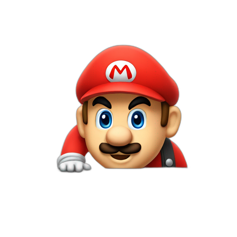 Mario behind a computer emoji