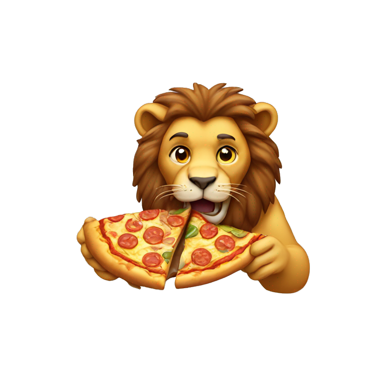 Lion eating pizza emoji