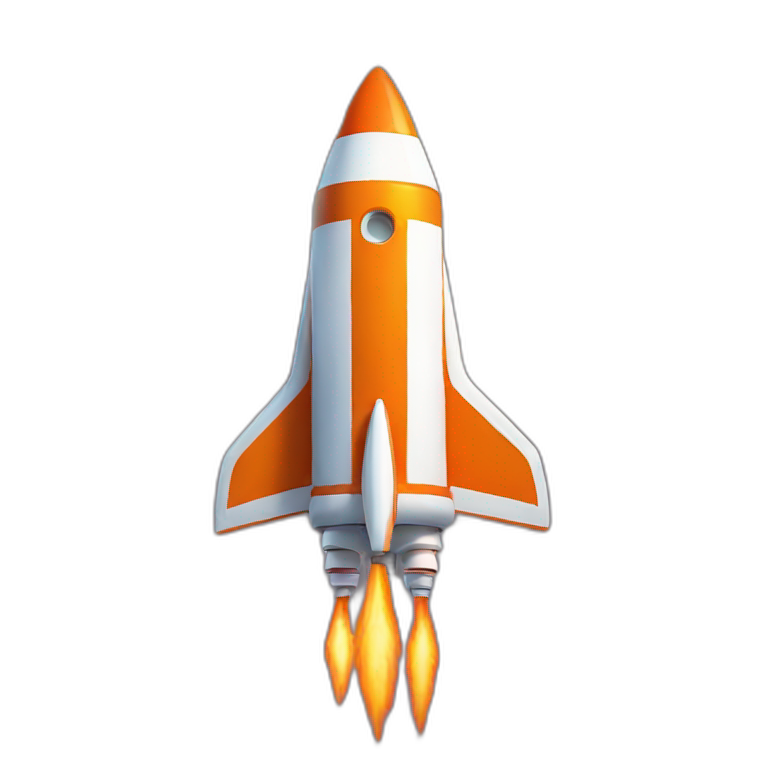 Orange Space Rocket With fire on the back   emoji