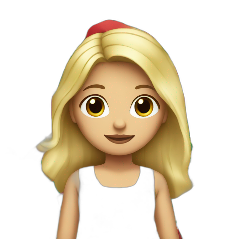 medium long blonde haired woman with a small mexican flag over her head, wearing a sundress emoji