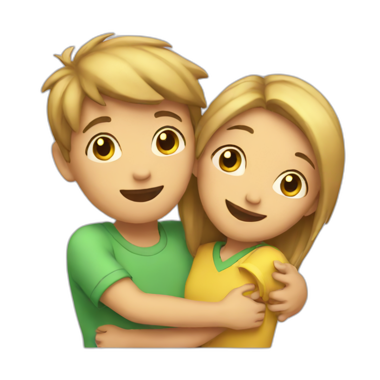boy and girl hug emoji
