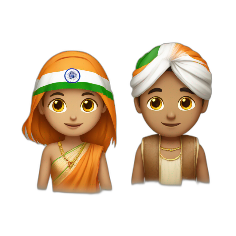 boy and girl with indian flag emoji