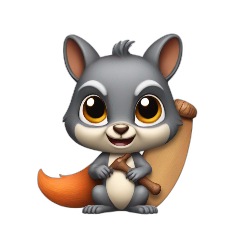 an evil squirrel holds a bat in its paws emoji