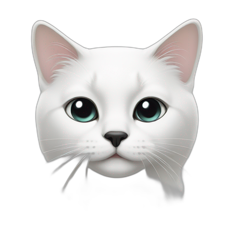 White cat with black total black nose emoji