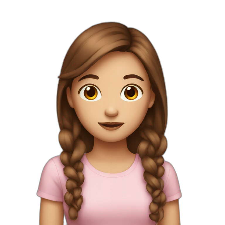 girl with brown hair love emoji