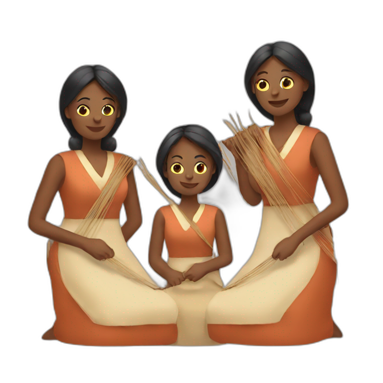 three women weaving emoji