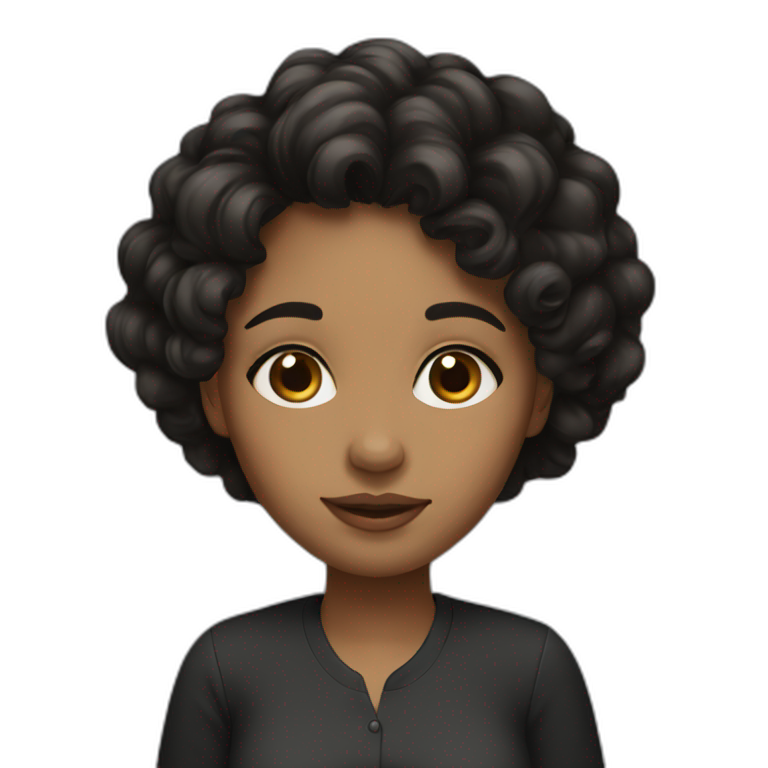 slightly curly black haired girl emoji