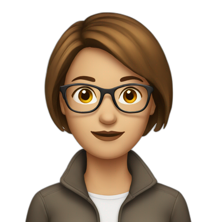 female-short-brown-hair-with-glasses emoji