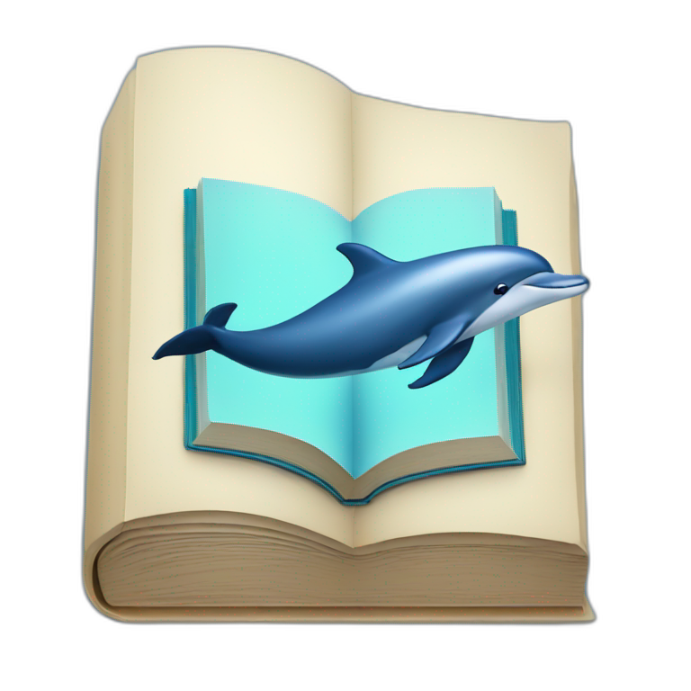 blue book with a dolphin on the cover emoji