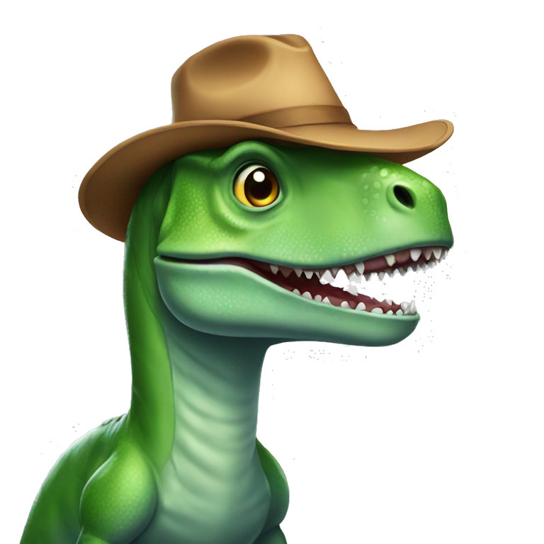 dinosaure avec un chapeau emoji