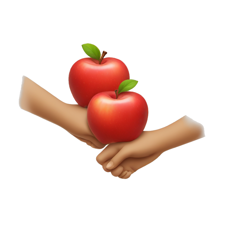 two cute apples holding hands emoji