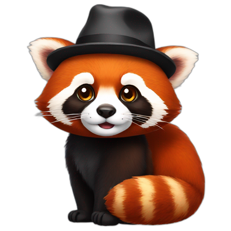 red panda with black hat emoji