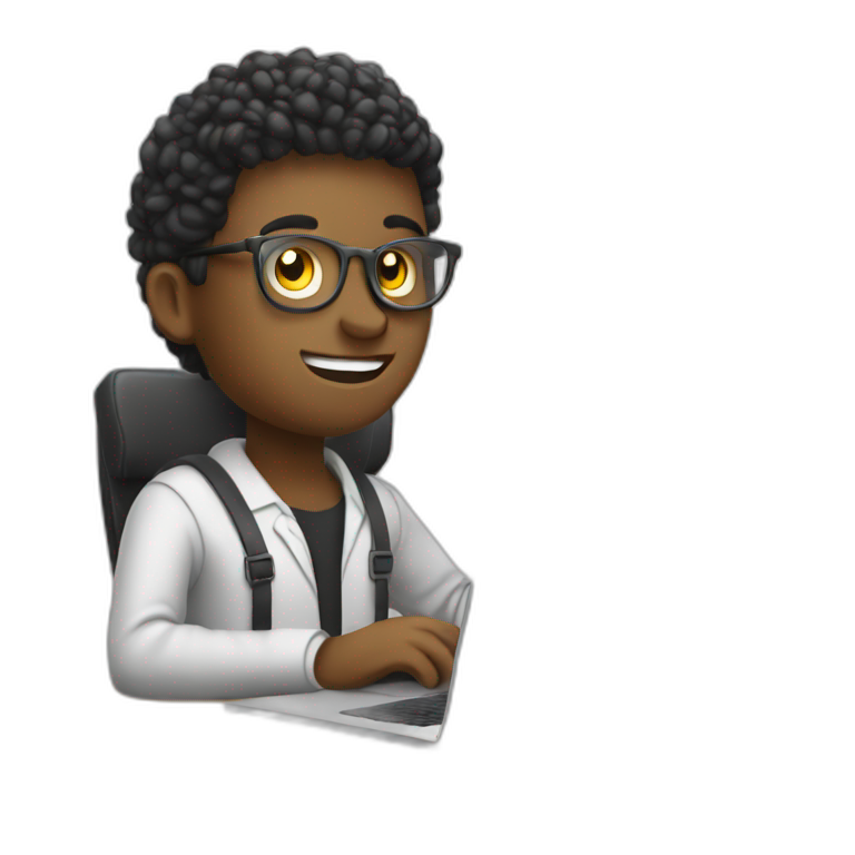 Freelance working on a laptop with crypto coin emoji