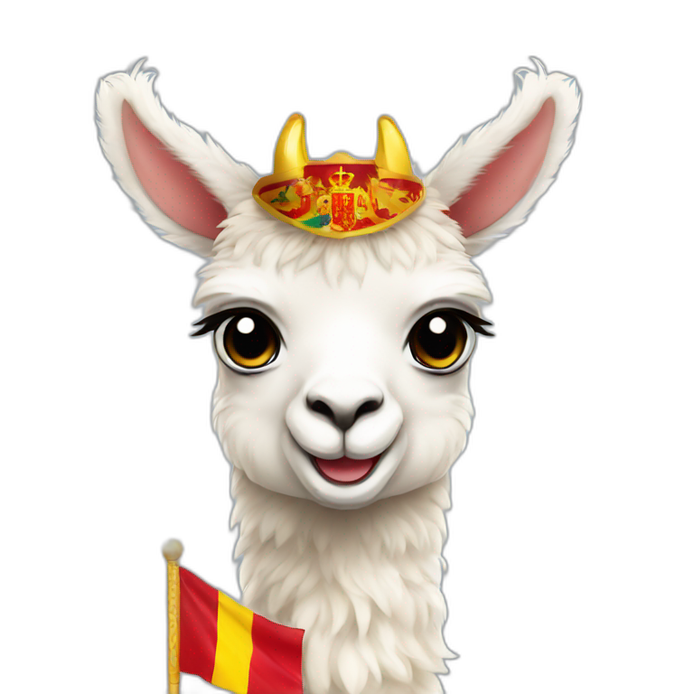 Baby llama with Spain flag emoji