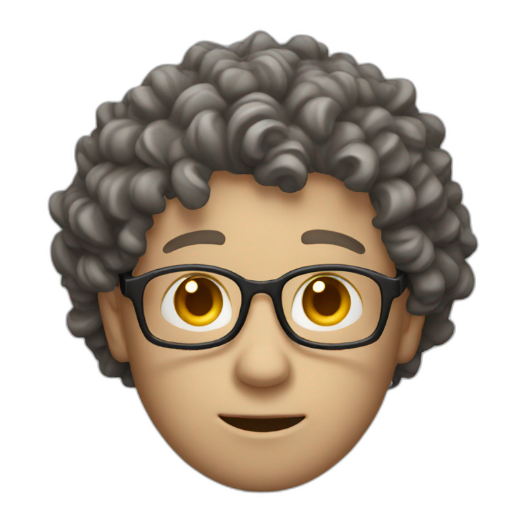 Curly white man with camera emoji