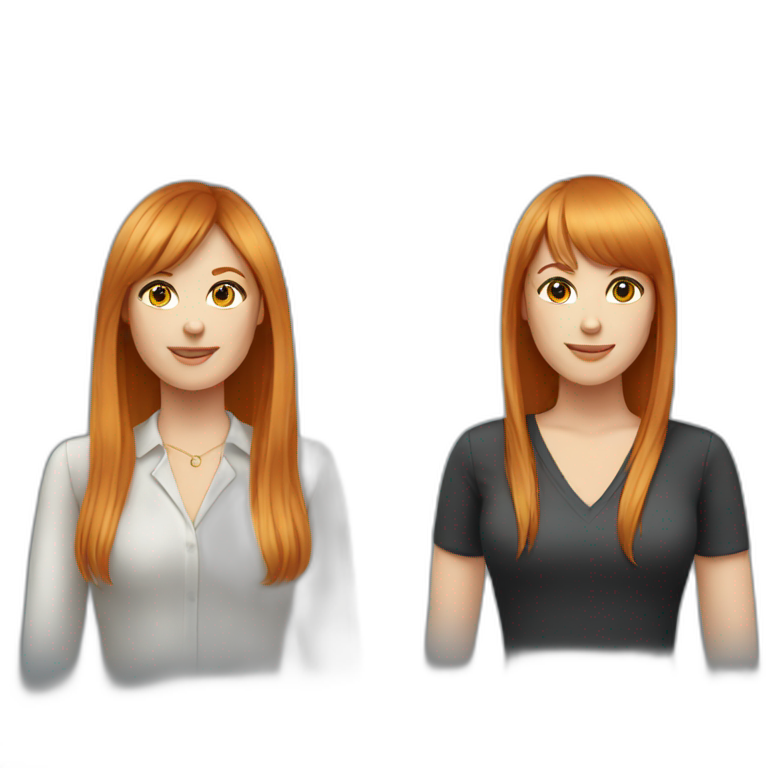 Female friends, both CEOs, one with Long, red Hair and bangs, The other with short, blond Hair emoji