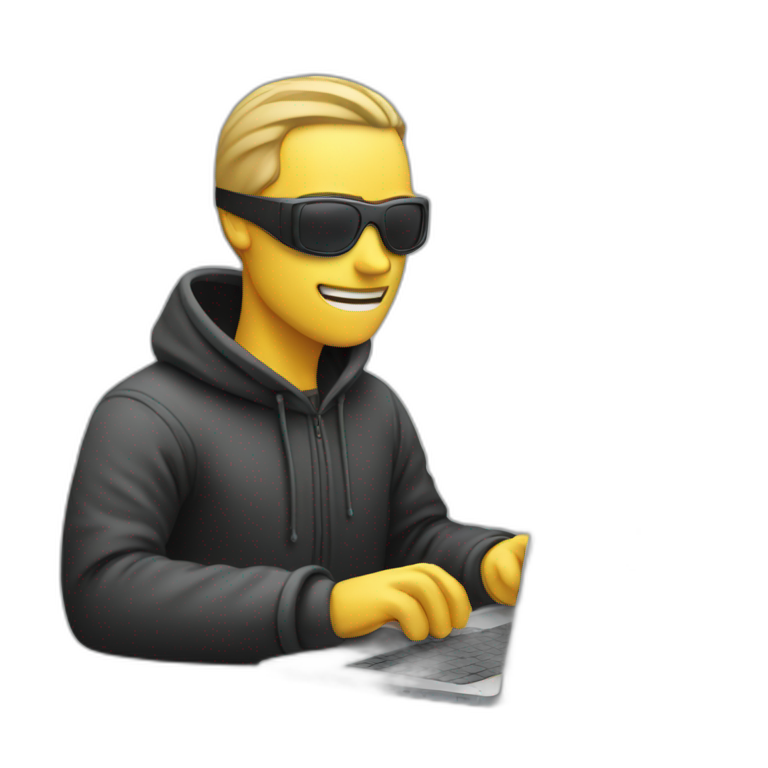 Hacker typing laptop  emoji