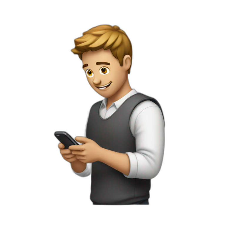 guy scrolling through phone emoji