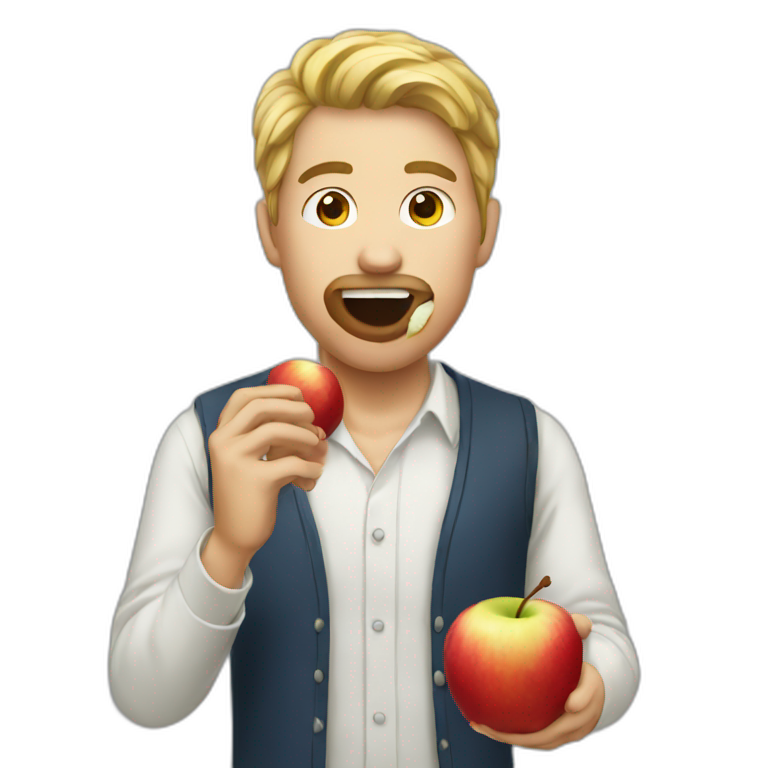Man eating apple emoji