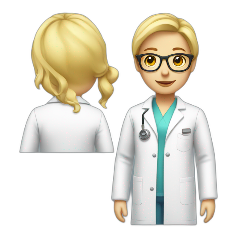blonde with eyeglass wearing lab coat tipsy emoji