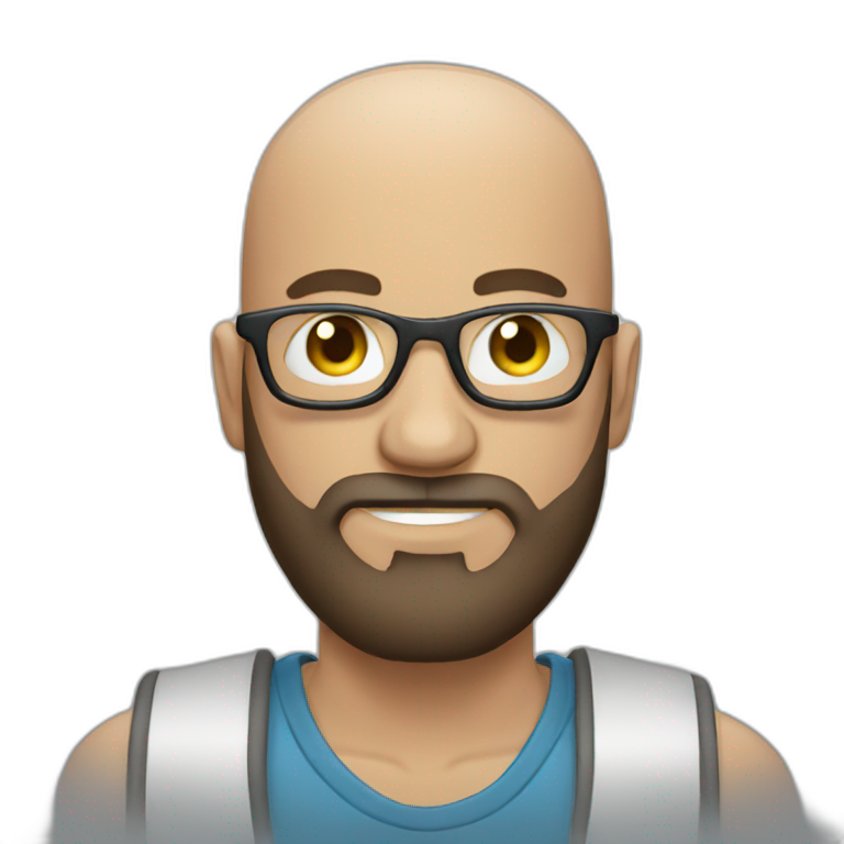 Bald guy photographer with beard  emoji
