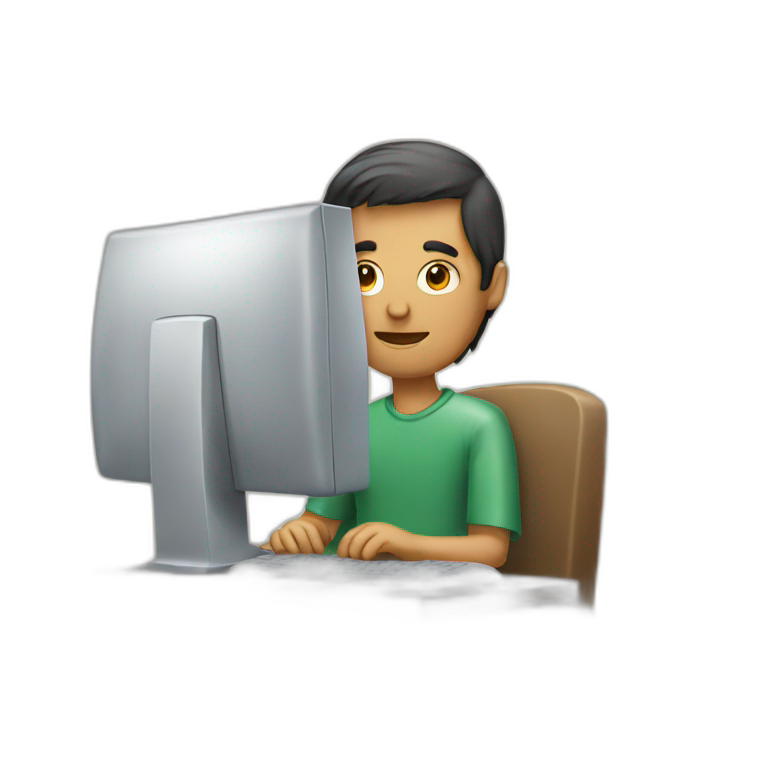 a man behind a computer emoji