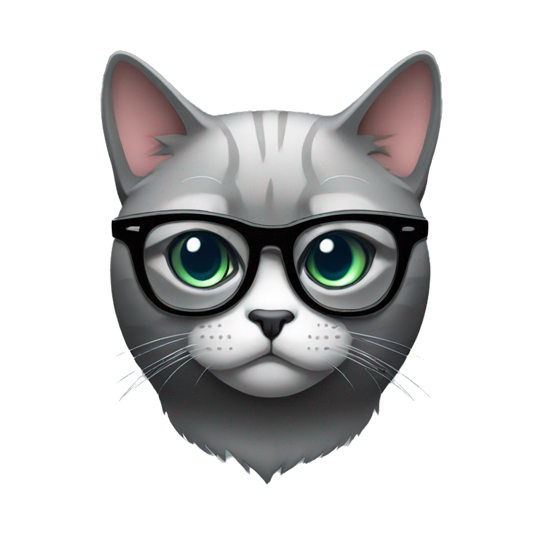 dark angry Pouting British Cat with cat eye glasses emoji