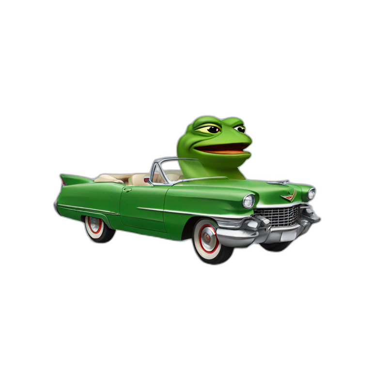 Rare Pepe driving a Cadillac  emoji