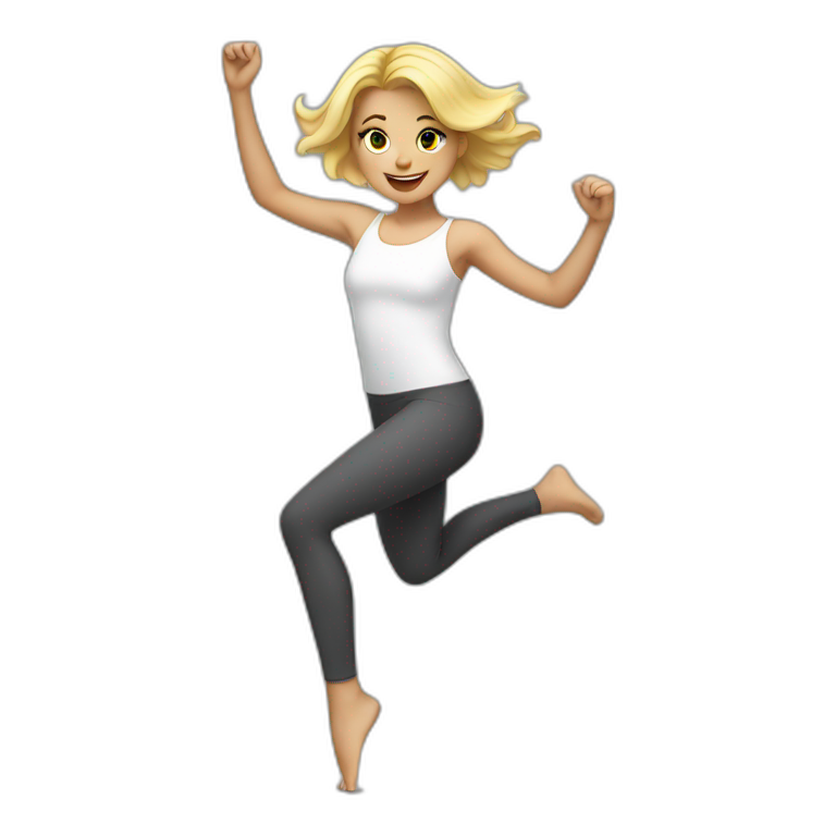 Blond girl dancing in leggings emoji