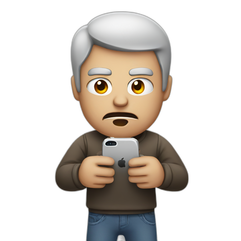 angry man holding an iphone emoji