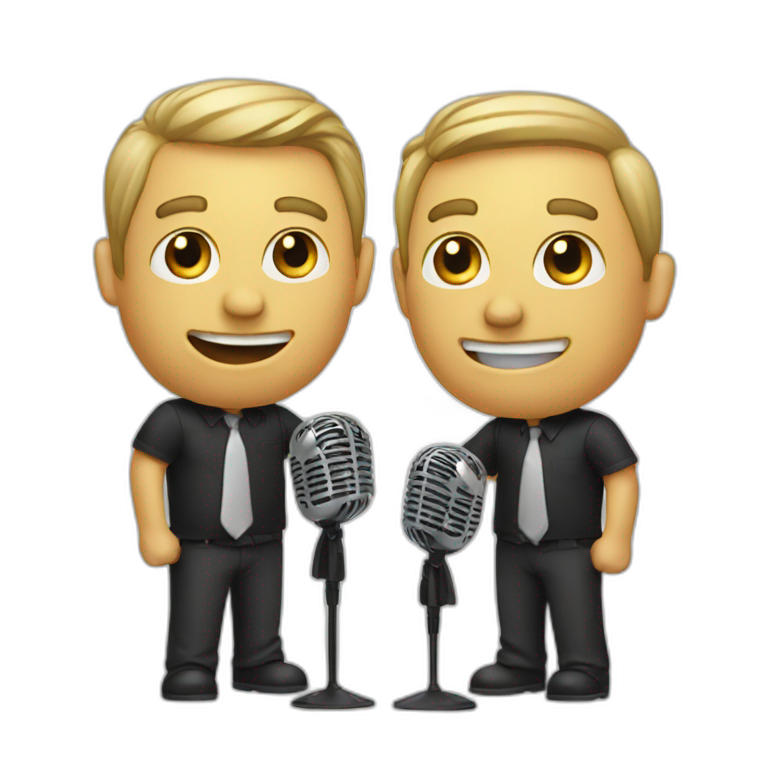 two men with microphones emoji