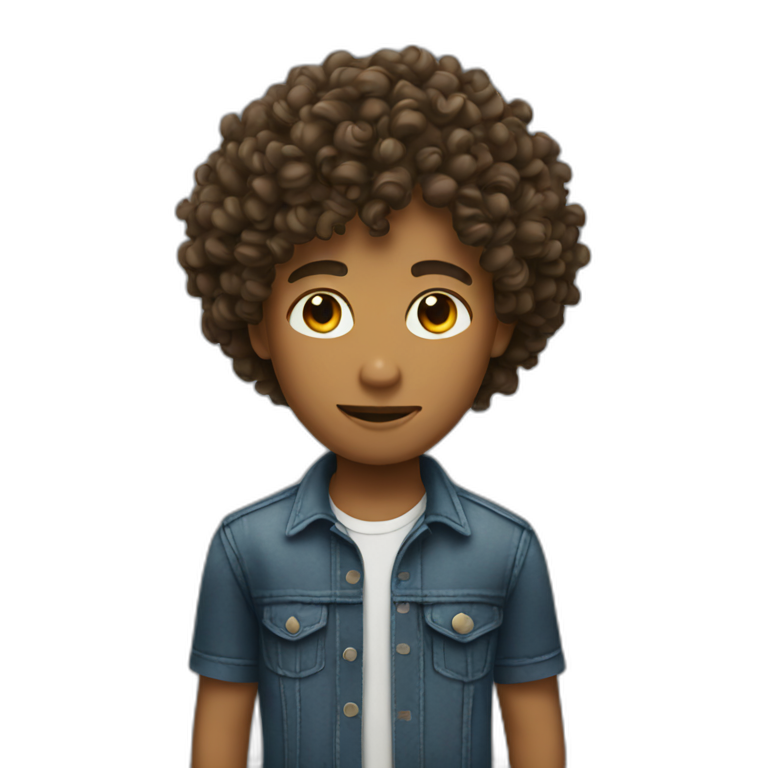 Cool boy with curly hair emoji