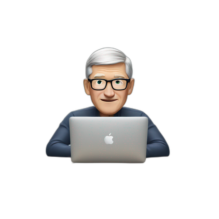tim cook with macbook pro on desk emoji